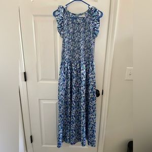 Melloday smock floral maxi dress size large
